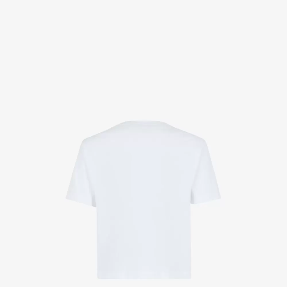 T-Shirt E Felpe>Fendi T-Shirt In Cotone Bianco