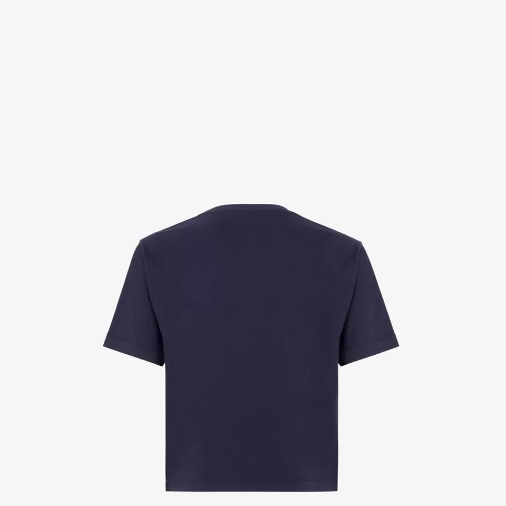 T-Shirt E Felpe>Fendi T-Shirt In Cotone Blu