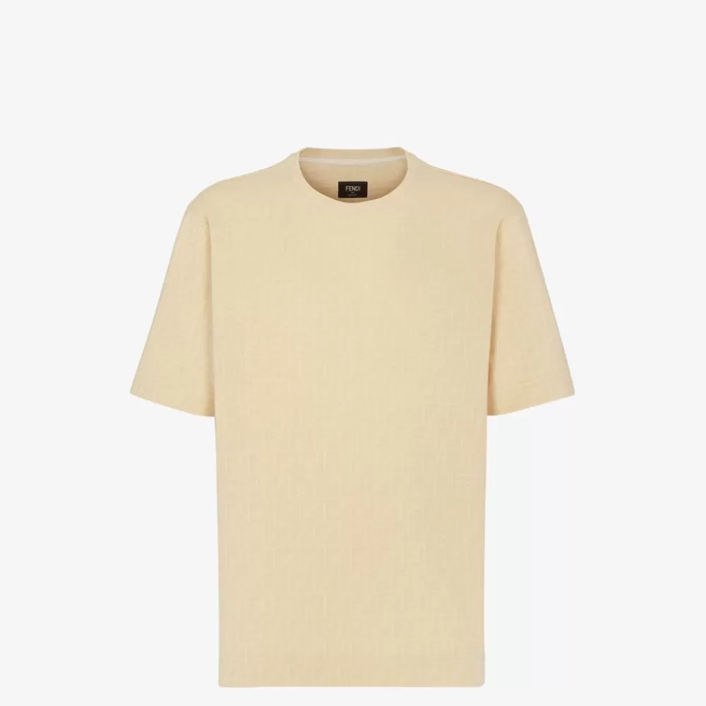 T-Shirt E Polo>Fendi T-Shirt In Jersey Beige