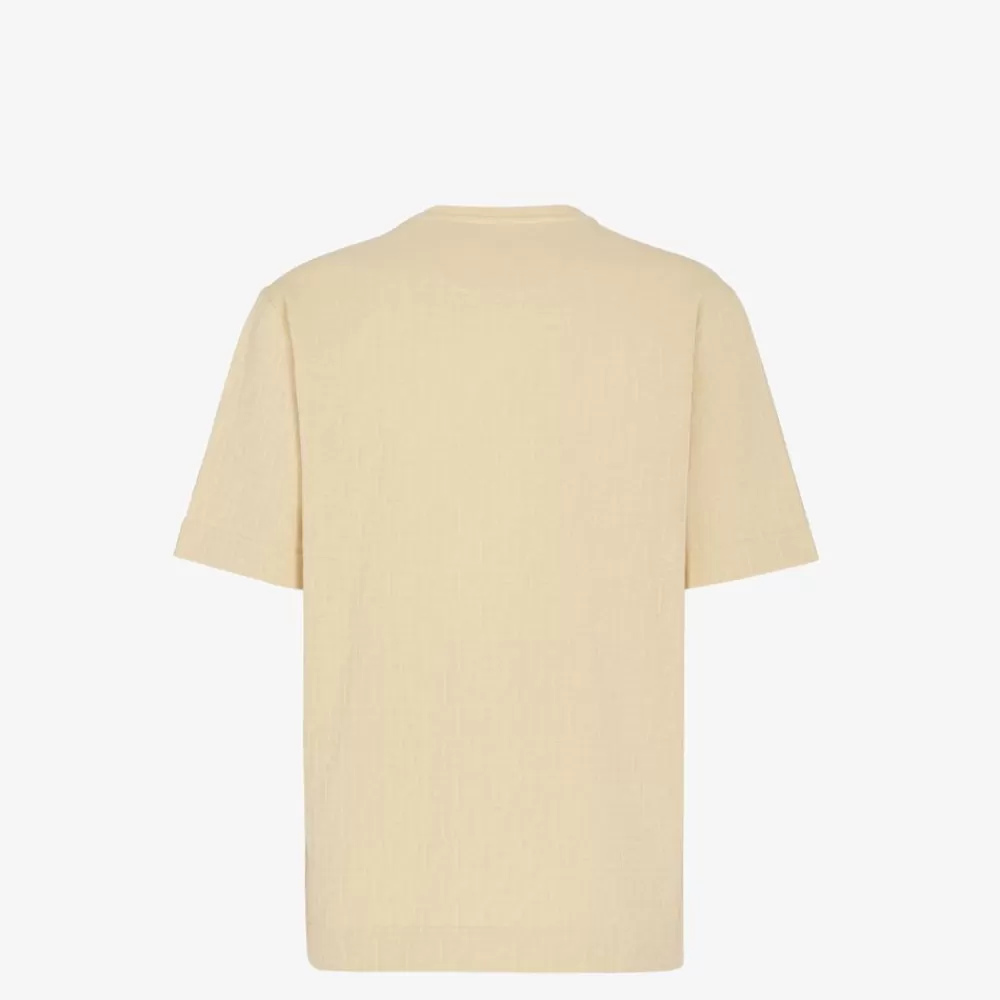 T-Shirt E Polo>Fendi T-Shirt In Jersey Beige