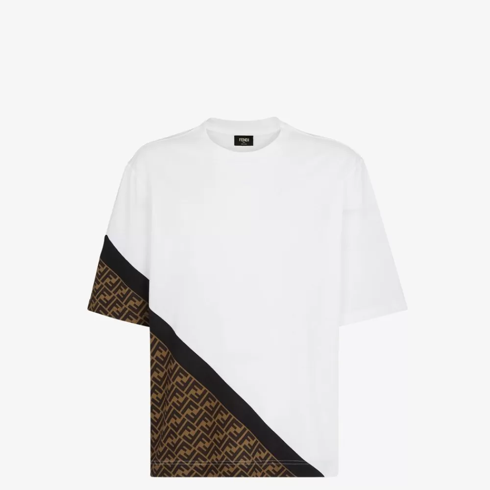 T-Shirt E Polo>Fendi T-Shirt In Jersey Bianco