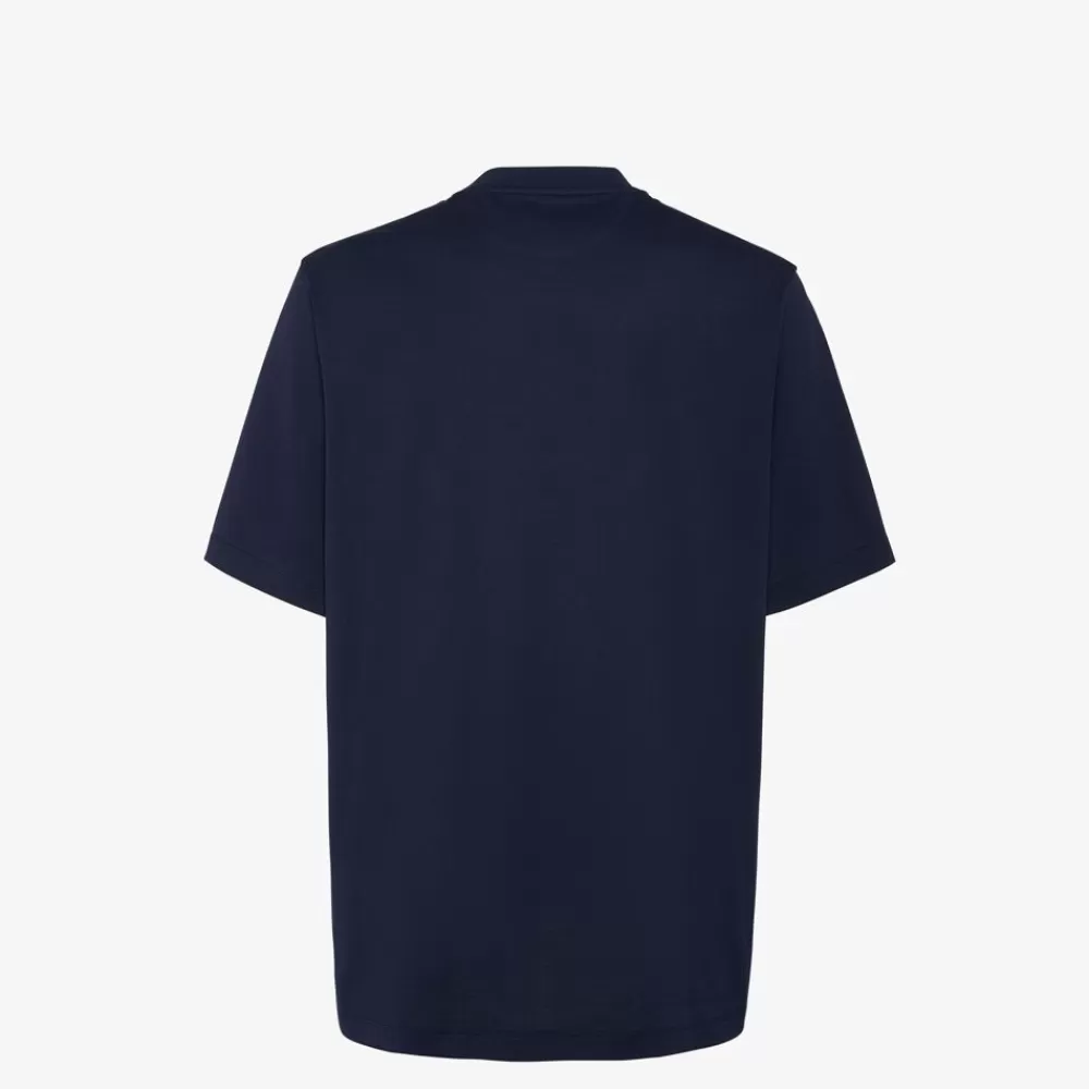 T-Shirt E Polo>Fendi T-Shirt In Jersey Blu