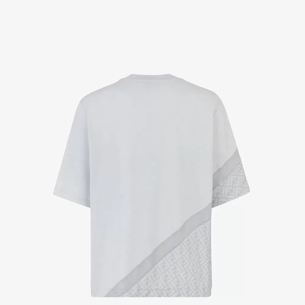 T-Shirt E Polo>Fendi T-Shirt In Jersey Grigio Diagonal