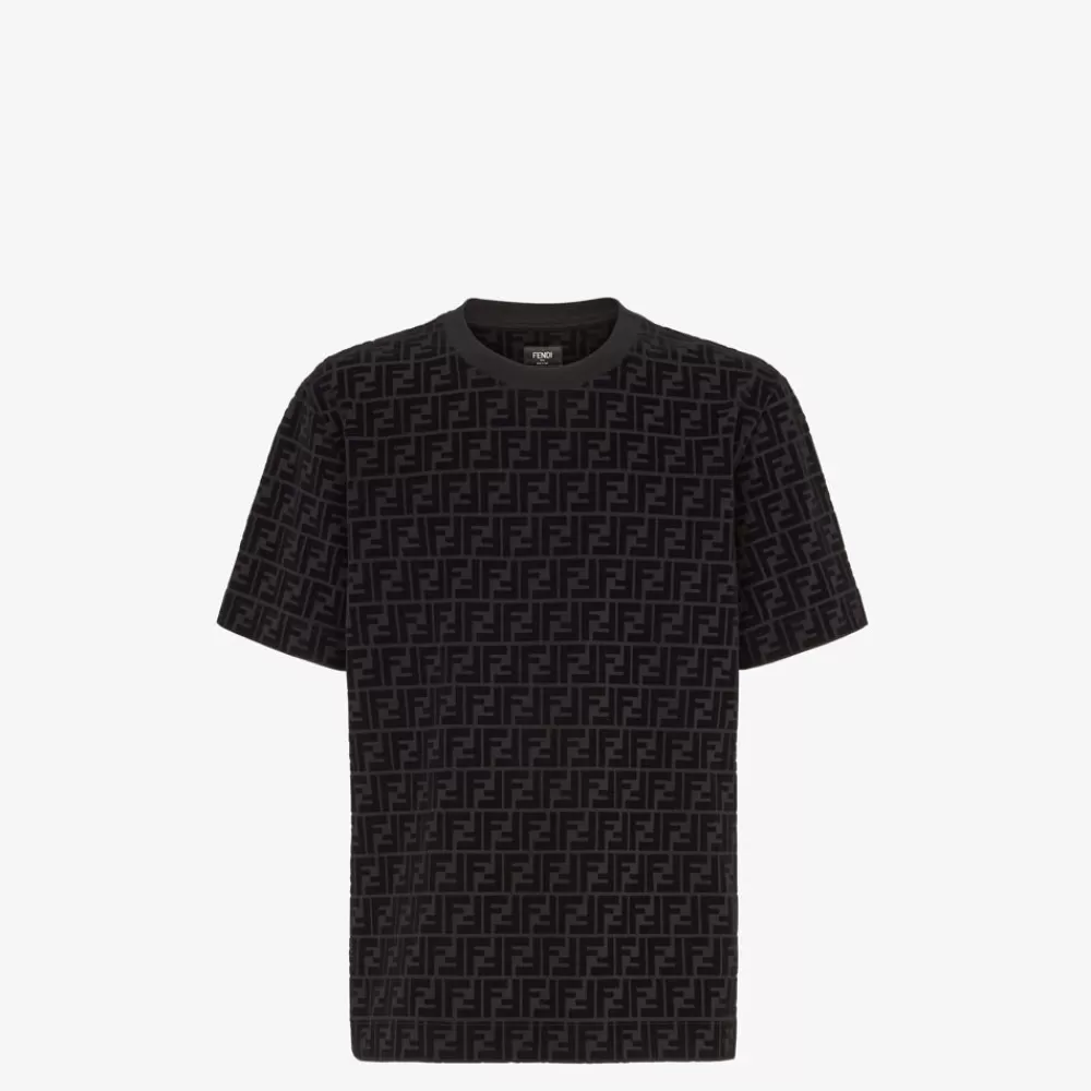 T-Shirt E Polo>Fendi T-Shirt In Piquet Nero