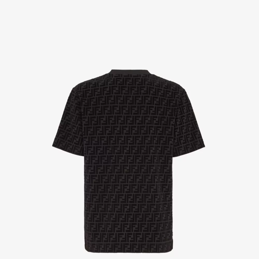 T-Shirt E Polo>Fendi T-Shirt In Piquet Nero