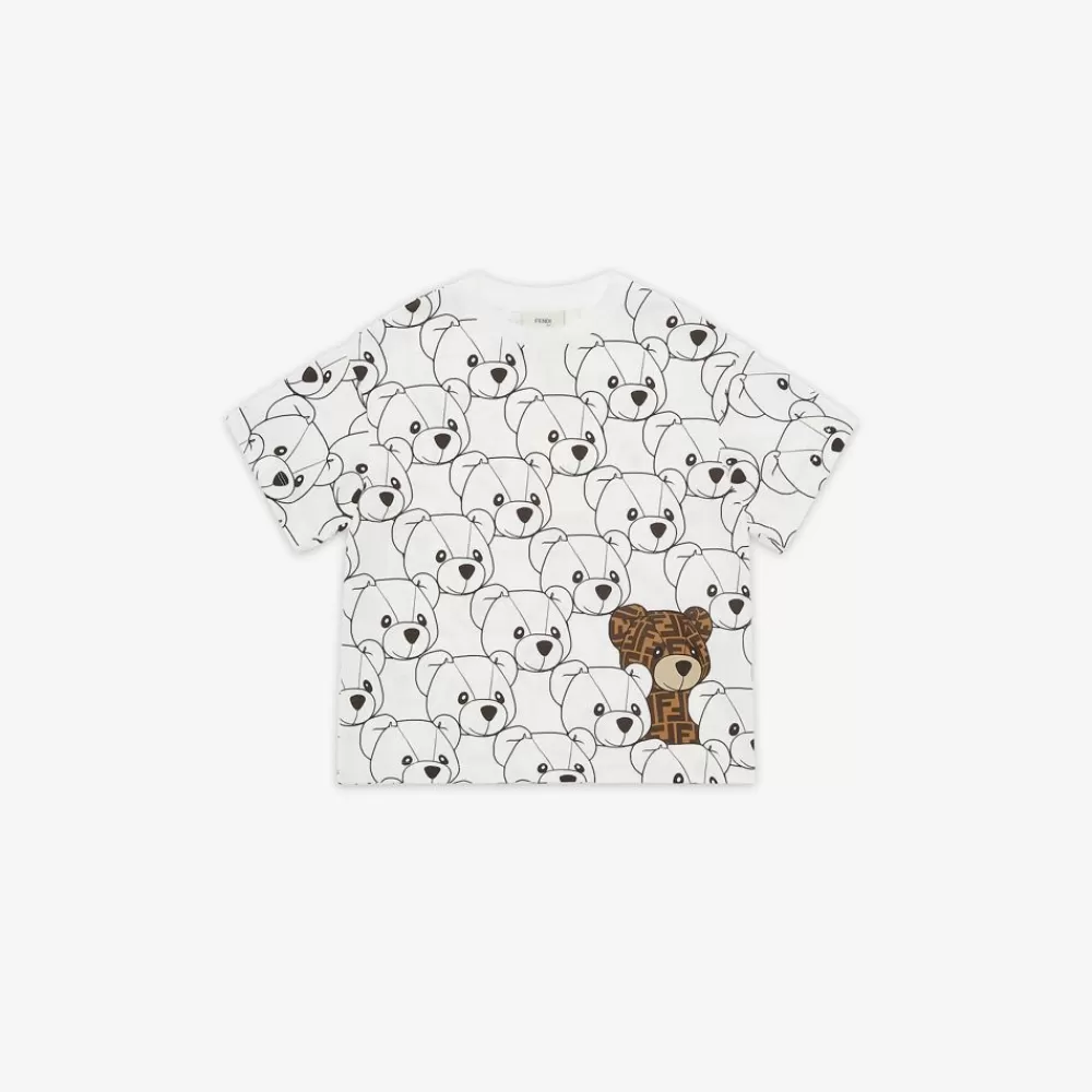 Abbigliamento>Fendi T-Shirt Junior In Jersey Con Stampa Multicolor