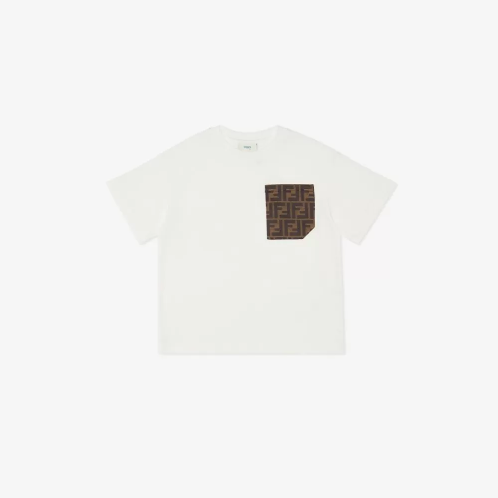 Abbigliamento>Fendi T-Shirt Junior In Jersey Con Tasca