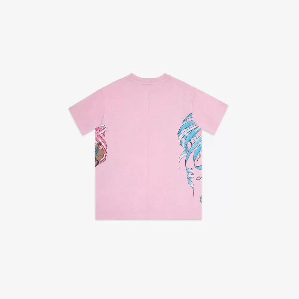 Abbigliamento>Fendi T-Shirt Junior In Jersey Rosa E Multicolor
