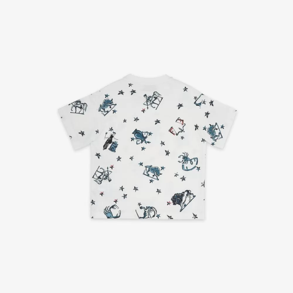 Abbigliamento>Fendi T-Shirt Junior Mini Me In Jersey Bianco E Stampa Multicolor