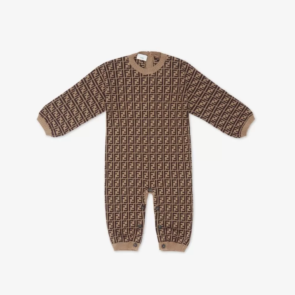 Bambina>Fendi Tutina Cotone E Cashmere Tabacco