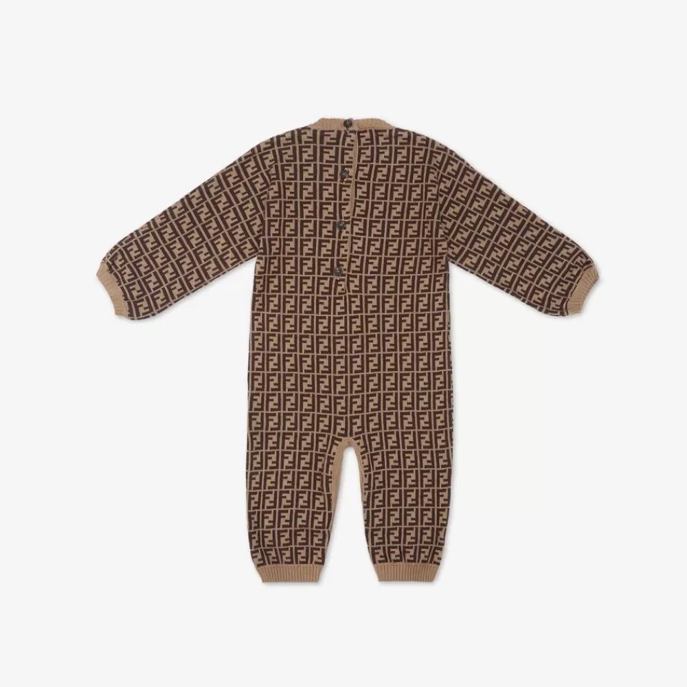 Bambina>Fendi Tutina Cotone E Cashmere Tabacco