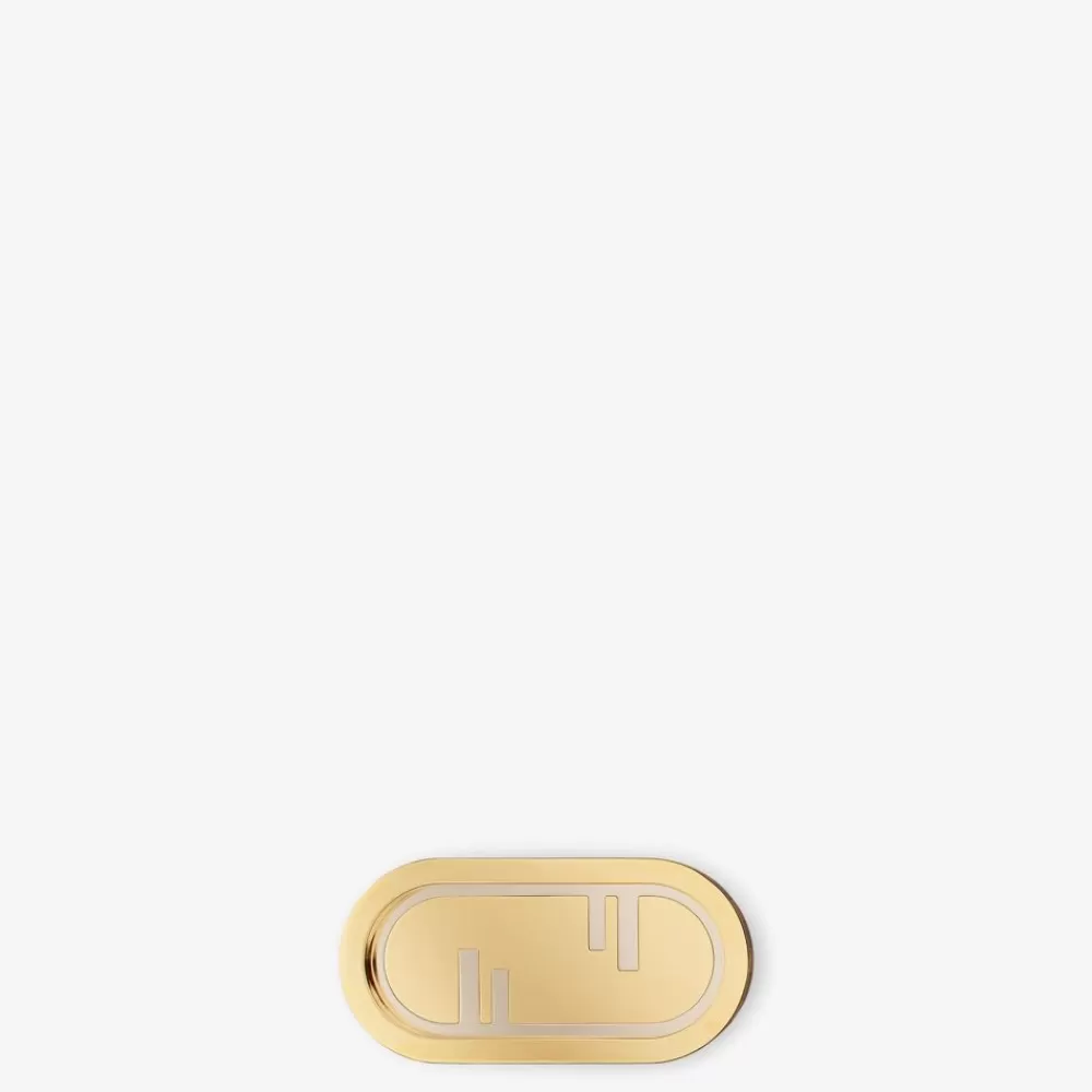 Accessori Per La Casa>Fendi Vassoio In Legno Pequin E Metallo Color Oro